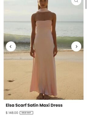 American Threads Satin Scarf Maxi Dress - Blush